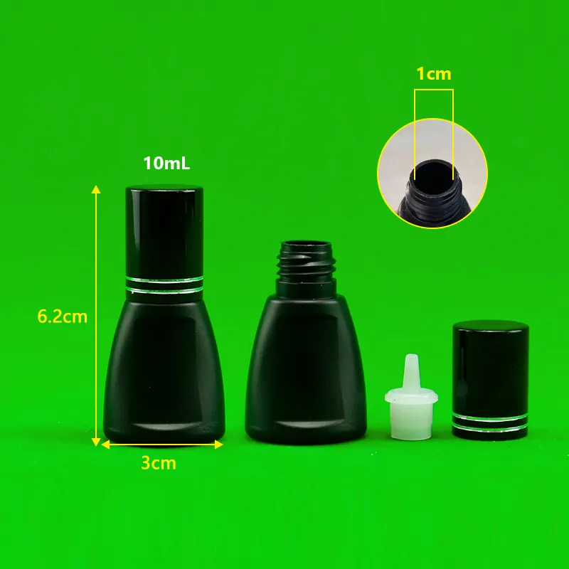 휴대용 작은 미니 샘플 10ml 블랙 골드 실버 매니큐어 속눈썹 마스카라 아이 라이너 접착제 빈 플라스틱 병