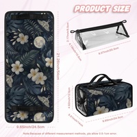 Tas Kosmetik Perjalanan Lipat Motif Bunga Plumeria Hawaii dengan Kompartemen Transparan yang Dapat Dilepas untuk Perjalanan