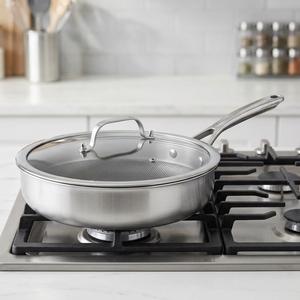 Factory Wholesale Modern Pure Titanium Frying Pan Skillet 3-<strong>ply</strong> Honeycomb Structure Non-stick Uncoating <strong>Cookware</strong> Glass Lid - Product Image 6