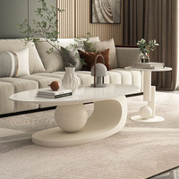 Ensemble de table de café moderne de luxe nordique Tables basses simples en marbre et en métal pour le matériel de pierre de salon