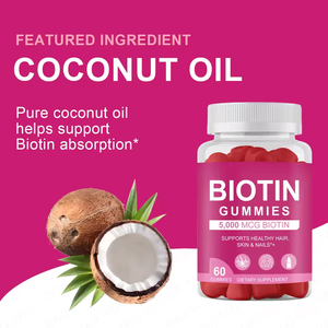 Gomitas Veganas de Biotina OEM, 5000mcg de <span class=keywords><strong>Vitamina</strong></span> B7 de Alta Potencia para el Crecimiento del Cabello y la Salud de la Piel, Base de Pectina - Product Image 2