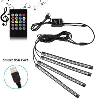 Éclairage intérieur automobile, bande lumineuse 9LED 12LED 18LED, éclairage ambiant pour l'intérieur de la voiture, télécommande