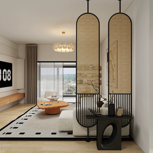New Chinese-style ironwork rattan <b>partition</b>, Japanese-style living room and <b>office</b> glass screen, entrance hall, modern <b>wall</b> - Product Image 2