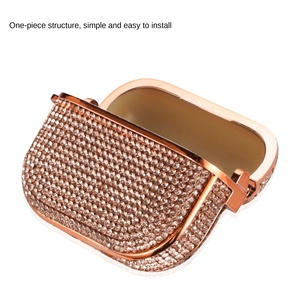 Étui pour écouteurs <span class=keywords><strong>AirPods</strong></span> Pro/1/2 <span class=keywords><strong>ultra</strong></span> brillant plaqué et incrusté de cristaux, étui pour écouteurs Bluetooth brillant, protection complète, vente en gros - Product Image 4