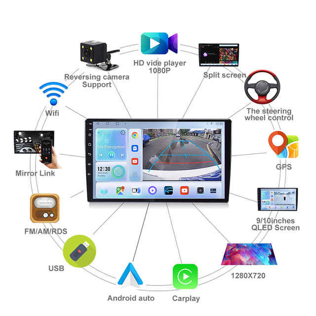 Wholesale KZS Universal Navigation Android Car Multimedia MP5 Player Large 9/10 Screen All-In-One Machine Built-in GPS TS10
