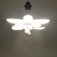 Ventilateur pliable à moteur DC avec lampe LED E27, télécommande, 5 pales en ABS, faible bruit, intensité variable 3500K/6500K pour chambre et supermarché