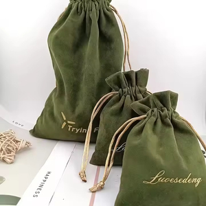 Custom Logo Green Velvet Gift <b>Bags</b> Thicker Soft Jewelry Pouch for Watches Necklaces Economical <b>Dust</b> Sack for Weddings Parties - Product Image 3