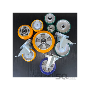 Heavy Duty Rodas Duplo Rodízio Eixo Edge Core Red Pu rodízio Roda Fixa Duplo Universal Freio Rodízio giratória plana - Product Image 4