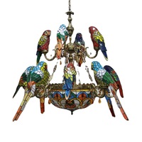 Lampes de lustre en verre teinté rétro sur mesure HFBH, perroquet, villa, bar, restaurant, salon, luminaire suspendu en forme d'oiseau