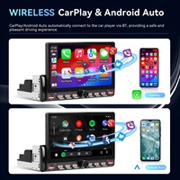 Layar Sentuh Mobil 7 Inch Single Din Model Piano Key Universal dengan Carplay, Bluetooth, Navigasi, dan Kamera Mundur