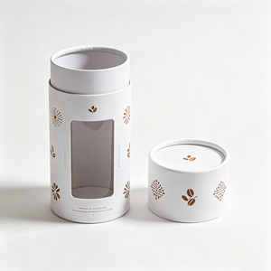 Boîte cylindrique en papier kraft avec fenêtre transparente, sur mesure pour l'affichage en boutique de café et les emballages cadeaux - Product Image 6