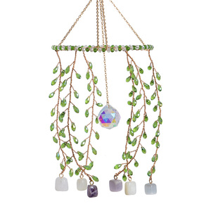 Campana de Viento Decorativa con Atrapasueños, Hecha a Mano, Estilo Bohemio Irregular, Moderna, Minimalista, con Piedras de Cristal Naturales, Envío Directo - Product Image 4