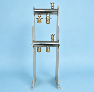 Colector de Agua Caliente GHTECH GHNOR-2p de Acero Inoxidable, 2 Puertos, 196x135x625mm, para Sistema de Calefacción por Suelo Radiante Hidrónico - Product Image 1