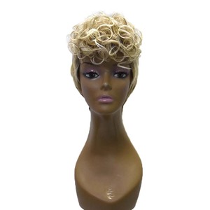 Mới Lạ Châu Phi Phụ Nữ Da Đen Ngắn Cơ Thể Lỏng Lẻo <span class=keywords><strong>Bob</strong></span> Lộn Xộn <span class=keywords><strong>Bangs</strong></span> Fringe Máy Tổng Hợp Làm Pixie Cắt <span class=keywords><strong>Bangs</strong></span> Curl Tóc Giả - Product Image 2