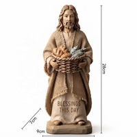 Figurine de Jésus en résine personnalisée, sculpture religieuse de pasteur tenant du pain et du poisson, décoration de table, cadeau chrétien