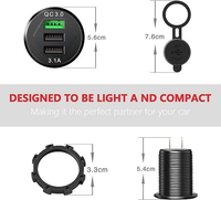 Prise USB double port Type C PD QC3.0 avec lumière LED pour voiture, camping-car, bateau, marine, camion, sortie 5V 36W, alimentation 12V/24V DC