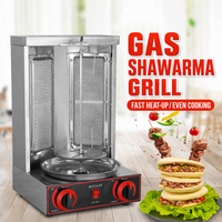 Grill à shawarma à gaz à deux brûleurs GB-25 noir, rôtissoire verticale, appareil commercial de comptoir pour doner kebab, GPL