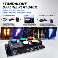 Controlador de Iluminación PKnight CM003 DMX512 Art-Net SACN de 5 Botones, 10 Escenas Programables, Pantalla LED, Funciona con Batería, Autónomo