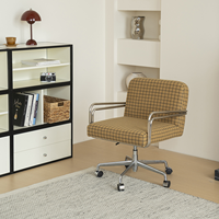 Chaise de bureau moderne du milieu du siècle en tissu, base en alliage d'aluminium, roulettes, coussin confortable, chaise d'appoint pour l'étude