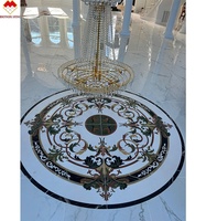 Onyx vert de luxe avec fleur de marbre beige jet d'eau médaillon marbre incrustation de sol mosaïque design pour hôtel et villa