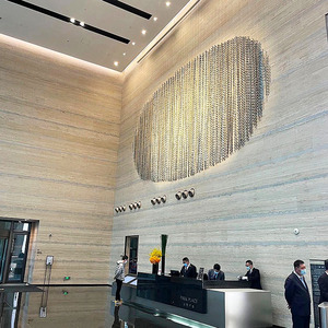 <span class=keywords><strong>Travertin</strong></span> Poli Grand Format Flexible pour Décoration Murale Extérieure, Matériau de Construction en Porcelaine Linéaire Effet <span class=keywords><strong>Travertin</strong></span> Argenté - Product Image 4