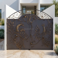 Portail battant classique en fer forgé noir pour villa/jardin/ferme – Panneaux de clôture extérieurs au design classique pour entrée de maison et allée