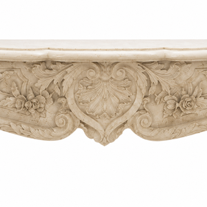 Chimenea tradicional de mármol con tallado ornamentado, de mármol beige Galala, para interiores, con estufa de leña para comedor. - Product Image 3