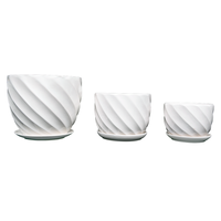 Pot de fleurs en céramique émaillée sculpté à la main, motif spirale oblique blanc pur, style européen, haute qualité, pour intérieur et extérieur