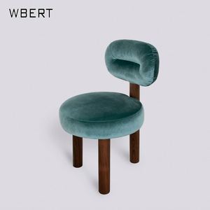 WBERT Home Wabi-Sabi Silla vintage Silla de comedor estilo crema francés Silla de estudio de madera maciza creativa de diseño simple - Product Image 2