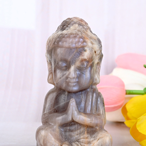 Statue de Bouddha en cristal sculptée à la main, pierre de lune, pour la décoration intérieure – Offre spéciale - Product Image 2