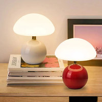 Lampe de chevet en céramique VHBedroom, moderne, simple, alimentée par courant alternatif, lumière nocturne douce pour les yeux, décoration d'ambiance, lampe de table en forme de champignon