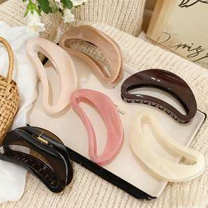 Pinzas de Pelo de Plástico de Estilo Coreano con Forma Semicircular, Elegantes Pinzas de Pelo para Mujer, Accesorios para el Cabello para Uso Diario - Product Image 1