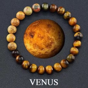 Pulsera de cuentas de acero inoxidable chapada en oro unisex al por mayor, estilo bohemio, con cuentas de piedras preciosas de cristal curativas, diseño de ocho planetas - Product Image 4