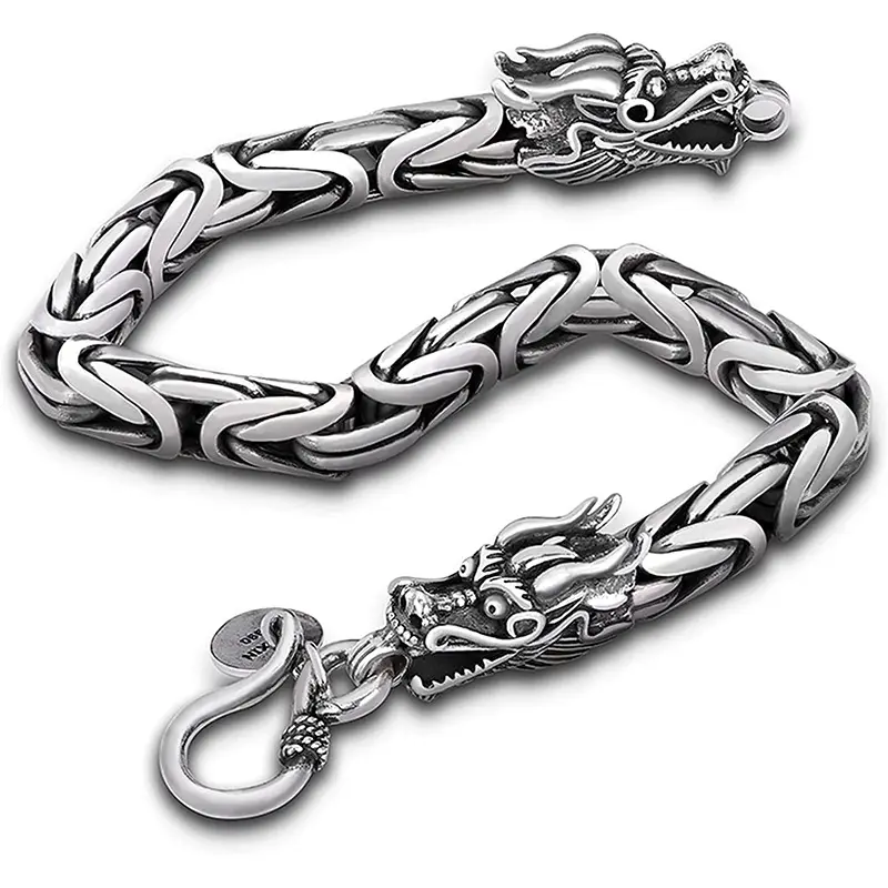 Stainless Steel Silver Color Gold Color Black Dragon Clasp Rock Chain Men Bracelet Bangle Hip-Hop Jewelry Gifts 2023 New Fashion