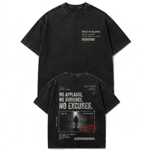Camisetas para <span class=keywords><strong>hombre</strong></span> con gráfico 'Built in Silence' personalizado, estilo archivo clasificado, vintage lavado, oversize, streetwear, camiseta personalizada - Product Image 1