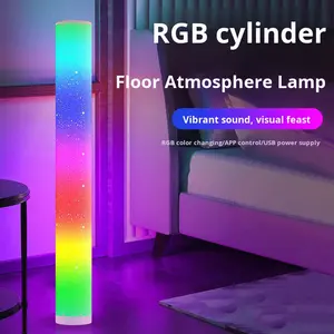 스마트 LED 플로어 램프 주변 RGB 튜브 야간 조명 타이밍 침실 크리스마스 별이 빛나는 하늘 분위기 빛 음악 리듬 동기화 - Product Image 1