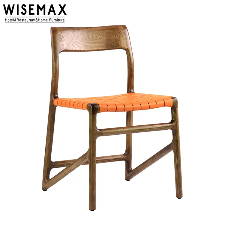 WISEMAX เก้าอี้รับประทานอาหารหนัง,ออกแบบฐานด้านในเป็นเอกลักษณ์เป็นเอกลักษณ์ทำจากไม้แข็งแรง
