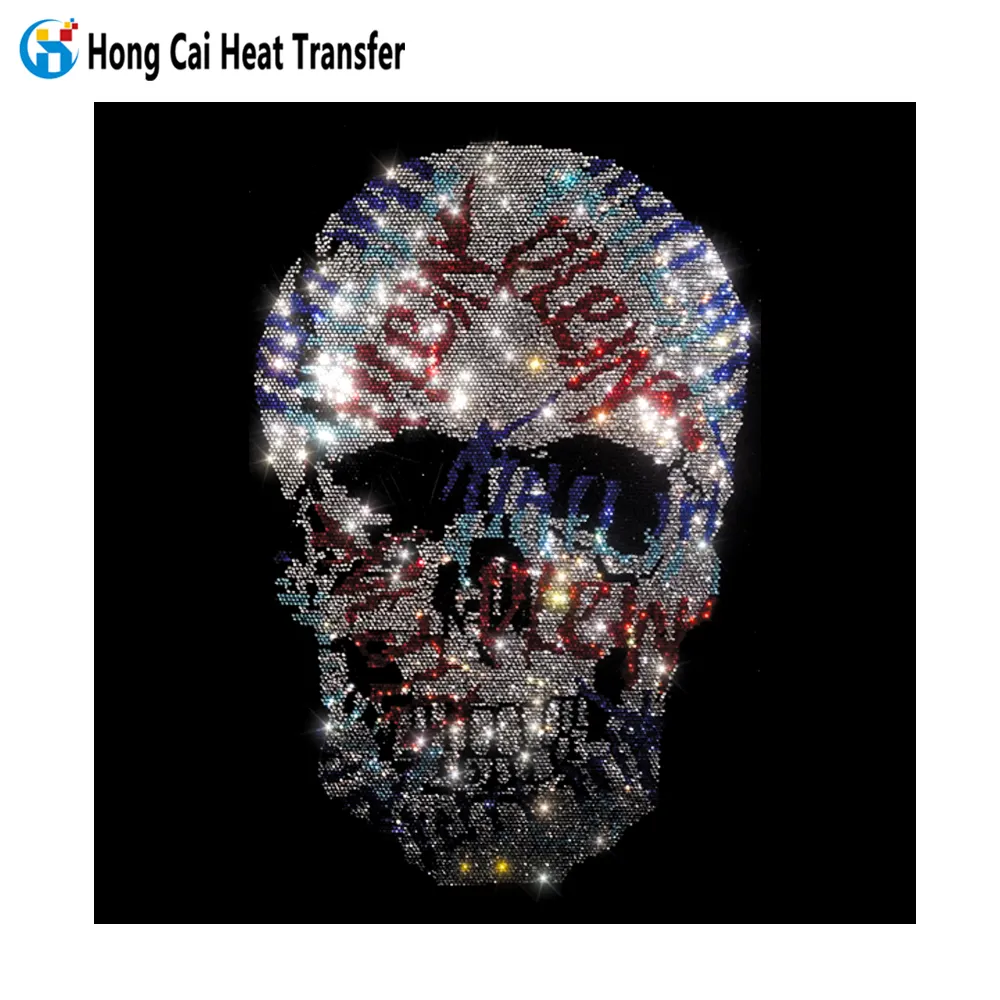 Hongcai transfert de chaleur strass Bling heat-set de haute qualité transfert de strass motif personnalisé