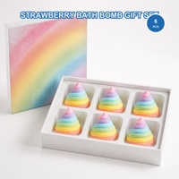 Bombe de bain artisanale à la fraise, boule effervescente hydratante et adoucissante, coffret cadeau spa OEM ODM 110g