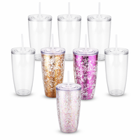 Gobelets en plastique multi-couleurs de grande capacité, écologiques, 740 ml, sans BPA, à double paroi, bouteille d'eau de voyage avec paille et couvercle
