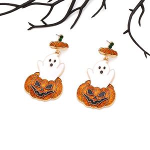 Pendientes Largos Vintage de Halloween para Mujer, Diseño de Cara de Fantasma, Diamantes, Calabaza Exagerada, Forma de Linterna y Mariposa - Product Image 3