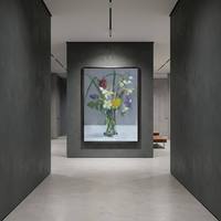 Peinture à l'huile florale moderne de luxe peinte à la main avec cadre flottant en bois massif pour la décoration murale du salon et de la chambre principale
