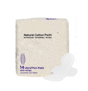 Almohadillas absorbentes ultrafinas para el día con 100% algodón natural, <span class=keywords><strong>toallas</strong></span> sanitarias hipoalergénicas con cloro y sin fragancia - Product Image 1