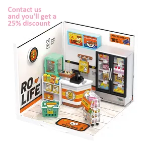 Robotime Rolife Contato Obter 25% off 3D Plastic Puzzle DW002 Collectible Building Toy Kit DIY Miniatura Doll House