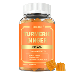 Complément alimentaire en gommes sans sucre, végétalien, saveur mangue, 1500 mg de complexe de curcuma et gingembre, avec vitamines D3 et <span class=keywords><strong>K2</strong></span>, marque privée OEM - Product Image 1
