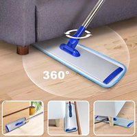 Système professionnel de nettoyage de sol de vadrouille à poignée en acier microfibre vadrouille plate humide et anti-poussière pour vinyle de bois dur