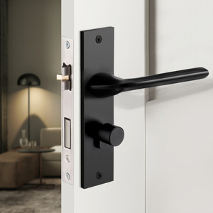 इनडोर दरवाजा लॉक: स्टेनलेस स्टील के सामने और रियर बार दरवाजा लॉक, सहायक कुंजी के साथ लकड़ी का इंटीरियर दरवाजा - Product Image 2