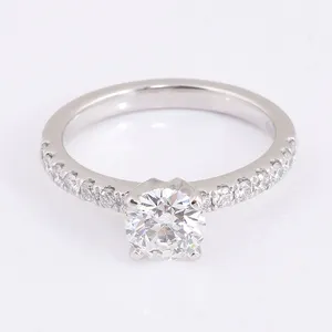 Platinum Full Lab Grown Diamond Round Cut Platinum 950 Ring Jewelry CVD/HPHT Lab Created Diamond Women Luxury Wedding Ring