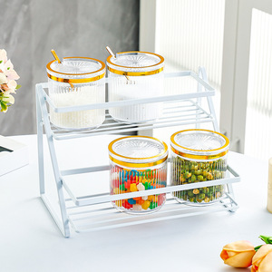 Double Layer Iron Storage Rack White <b>Desktop</b> Organizer For Makeup And Sundries - Product Image 2