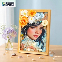 Peinture 3D au design original - Série Fleurs Épanouies, en coton fait main, encadrée, écologique, DIY, tendance, art créatif